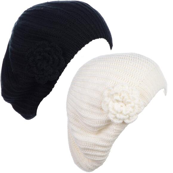 8214 Byos Ladies Winter Solid Chic Slouchy Ribbed Crochet Knit Beret Beanie main image 6